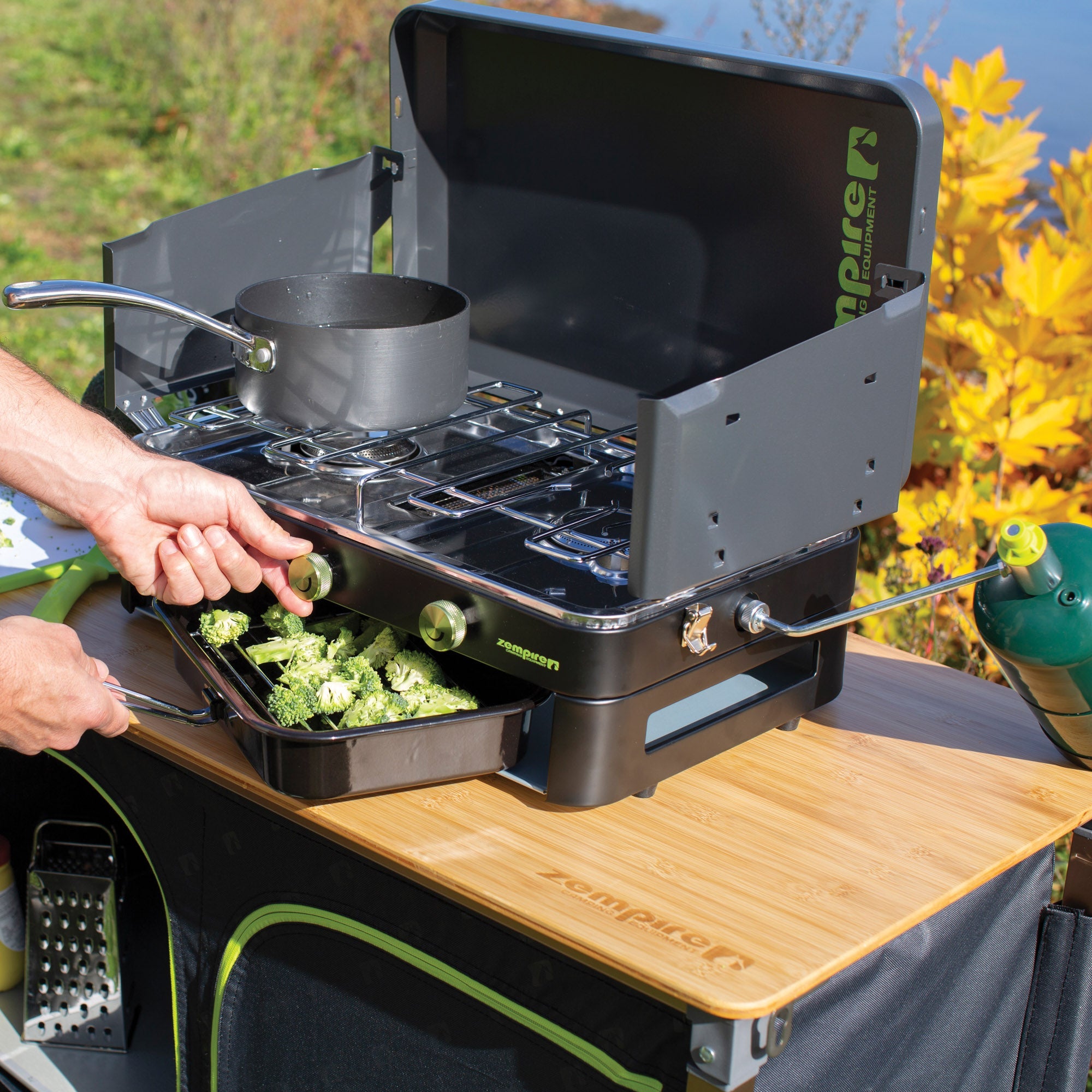 camping gaz　BBQ キャンプ　ツーバーナー Zempire 2-Burner DLX Grill - Camping Stove – Zempire US
